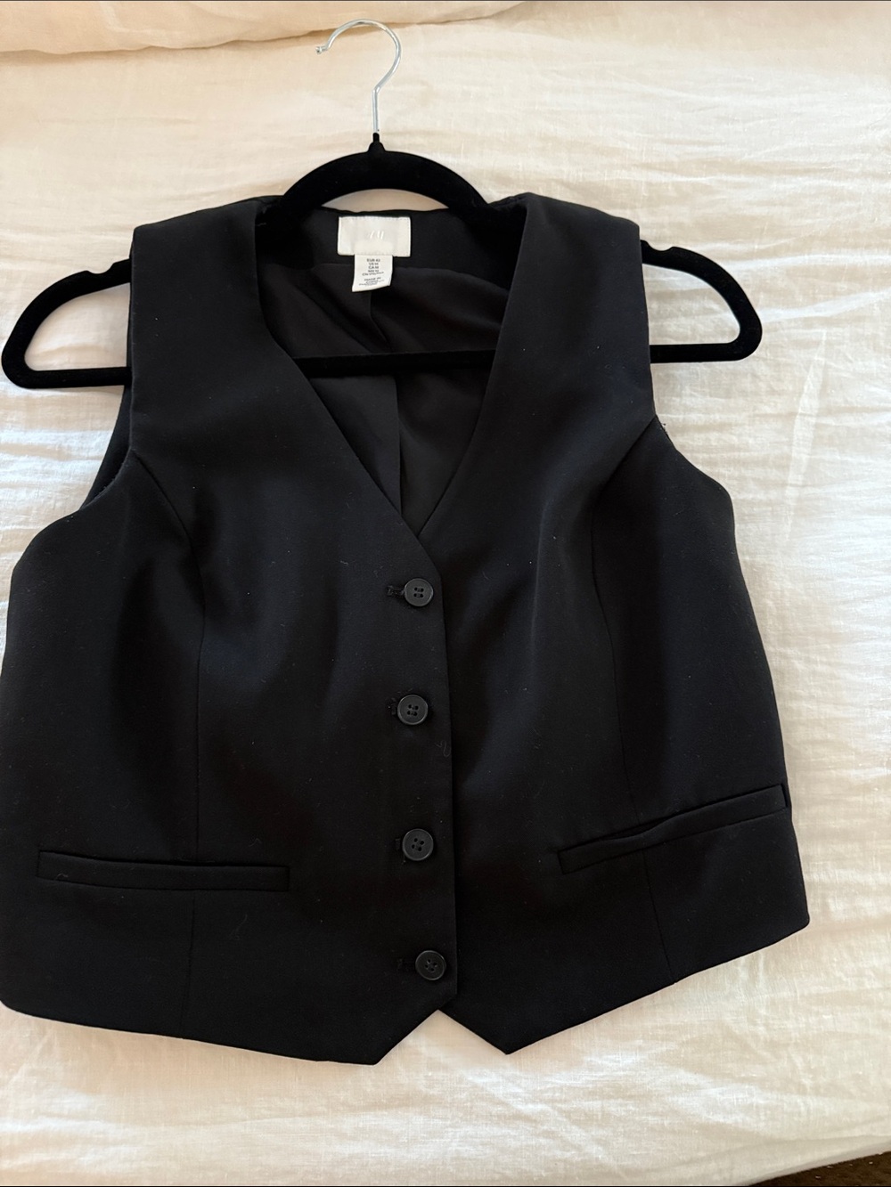 Zara Black Tailored Sleeveless Button Vest